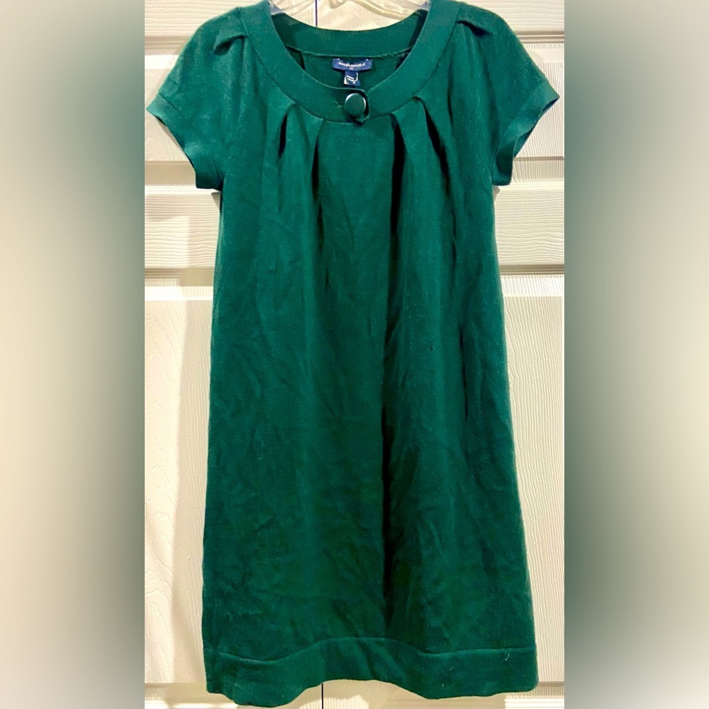 Banana Republic Wool Emerald Kelly Green Sheath Mini Dress Cap Sleeves Sz M NWT